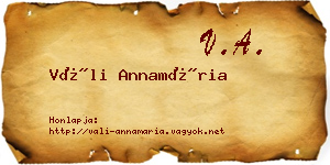 Váli Annamária névjegykártya